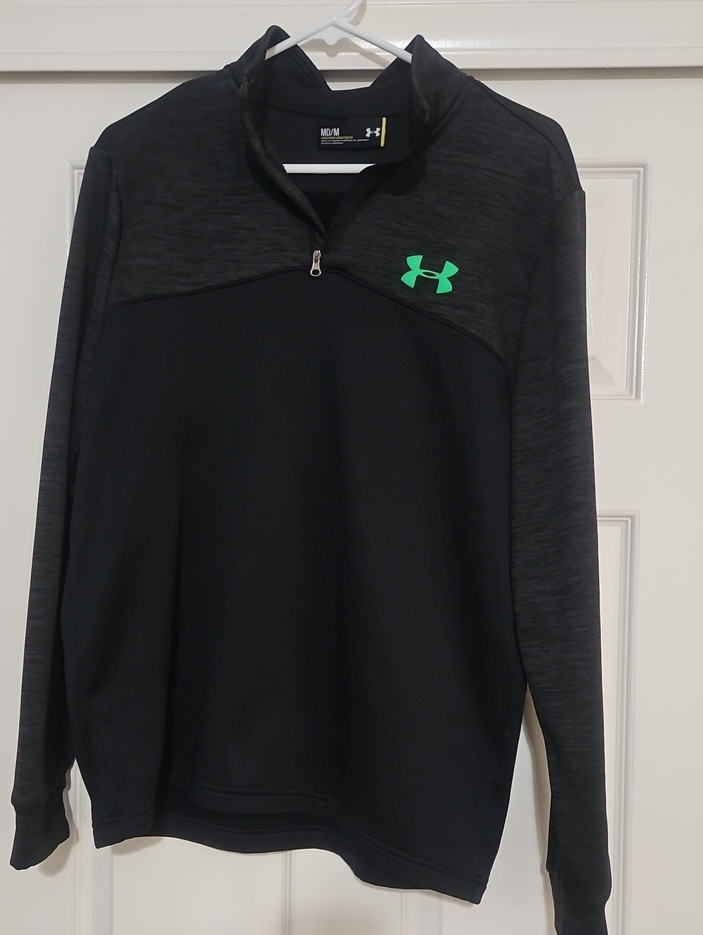 Under Armour Black & Heather Charcoal 1/4 Zip Pullover with Neon Green Logo